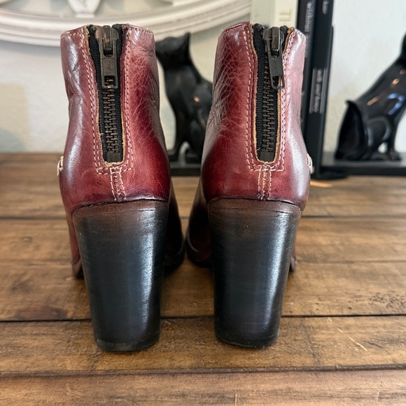 Bed Stu Cobbler Series Onset Burgundy Peep-Toe Ankle Boots - Picture 4 of 9